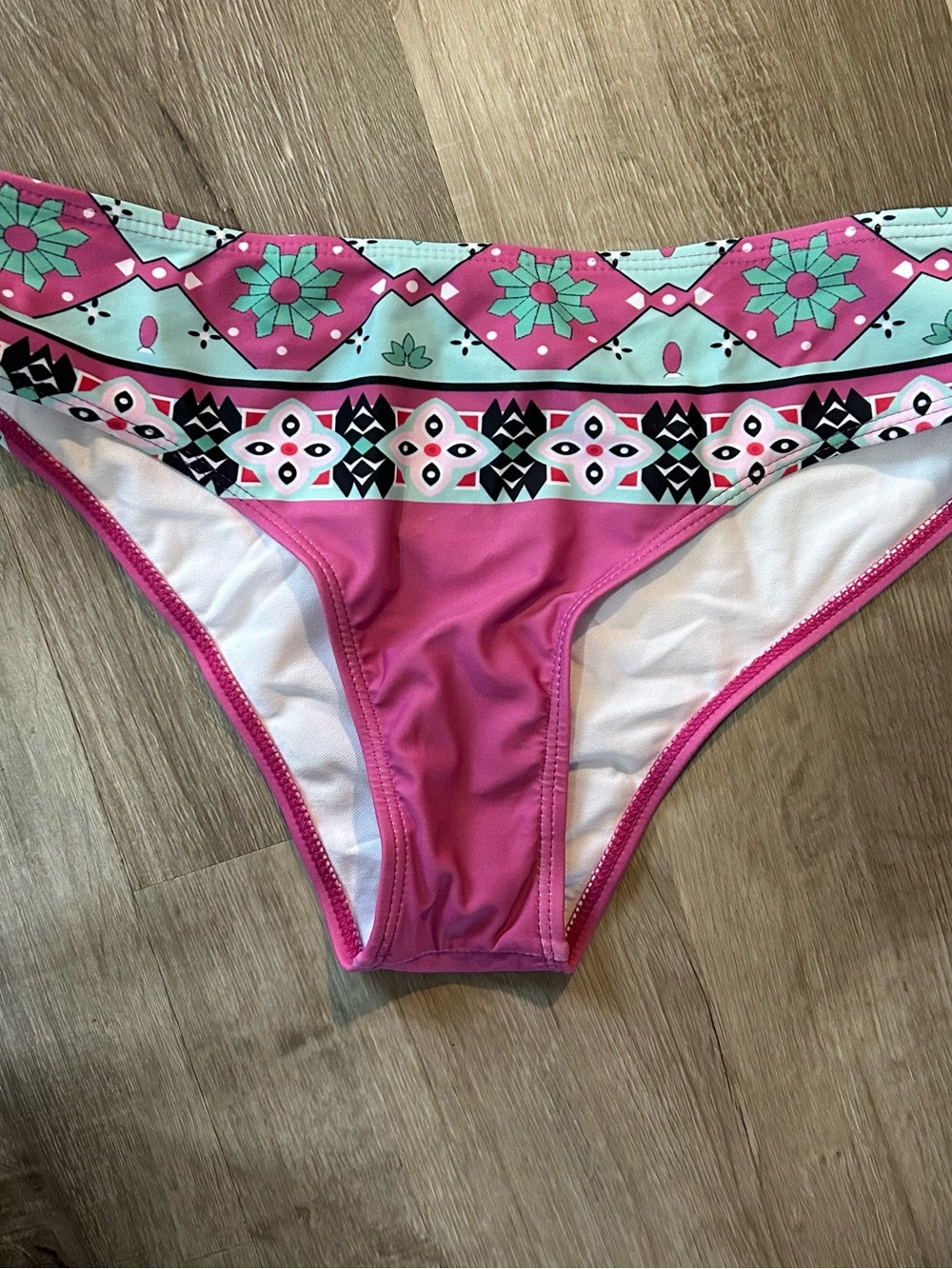 Pink Patterned Bikini Bottom